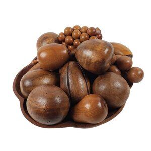 Vintage Wooden Fruit Set 13 Piece Decorative Rustic Arts and Crafts Craftsman